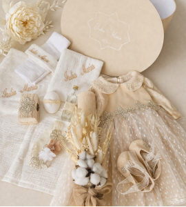 Set botez complet Anica crem