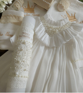 Lumanare botez ivoire personalizata